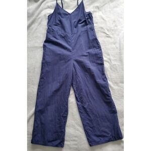 Uniqlo Women's Jumpsuit Large Blue Linen with Cotton Polyester Viscose Jumpsuit
